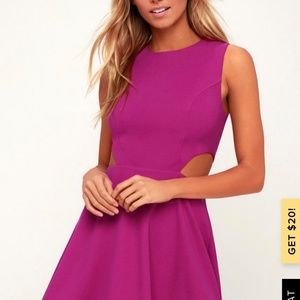 Lulus Toast to You Magenta Cutout Skater Dress
